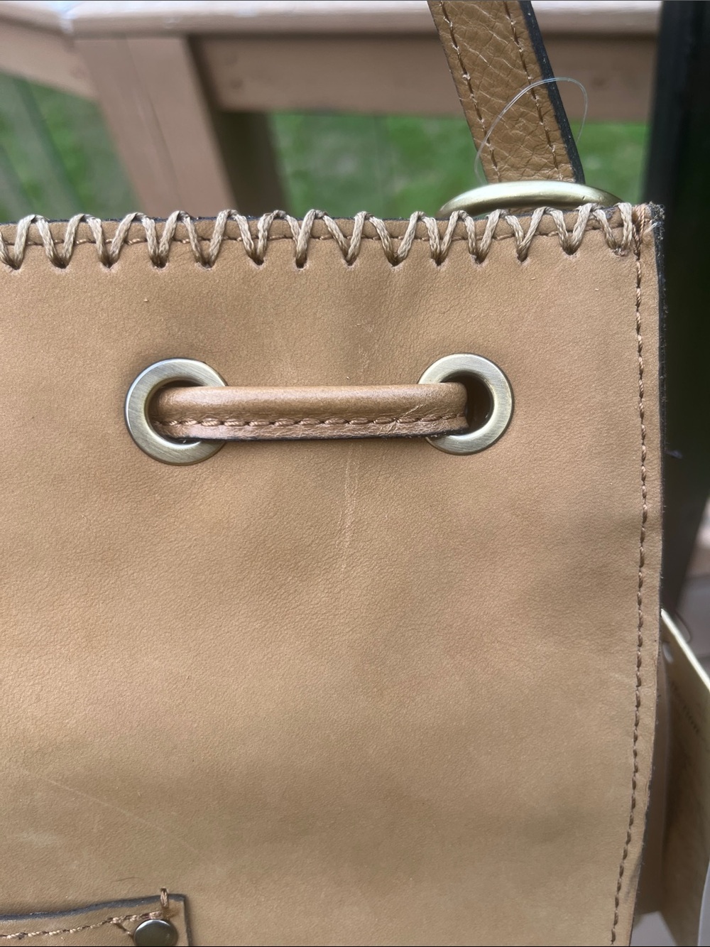 Patricia Nash Fringed Drawstring Shoulder / Crossbody Bag in Tan - Picture 16 of 16